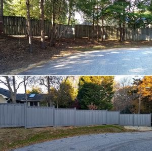 Property improvment with Trex fencing after replacing rotting wood fence