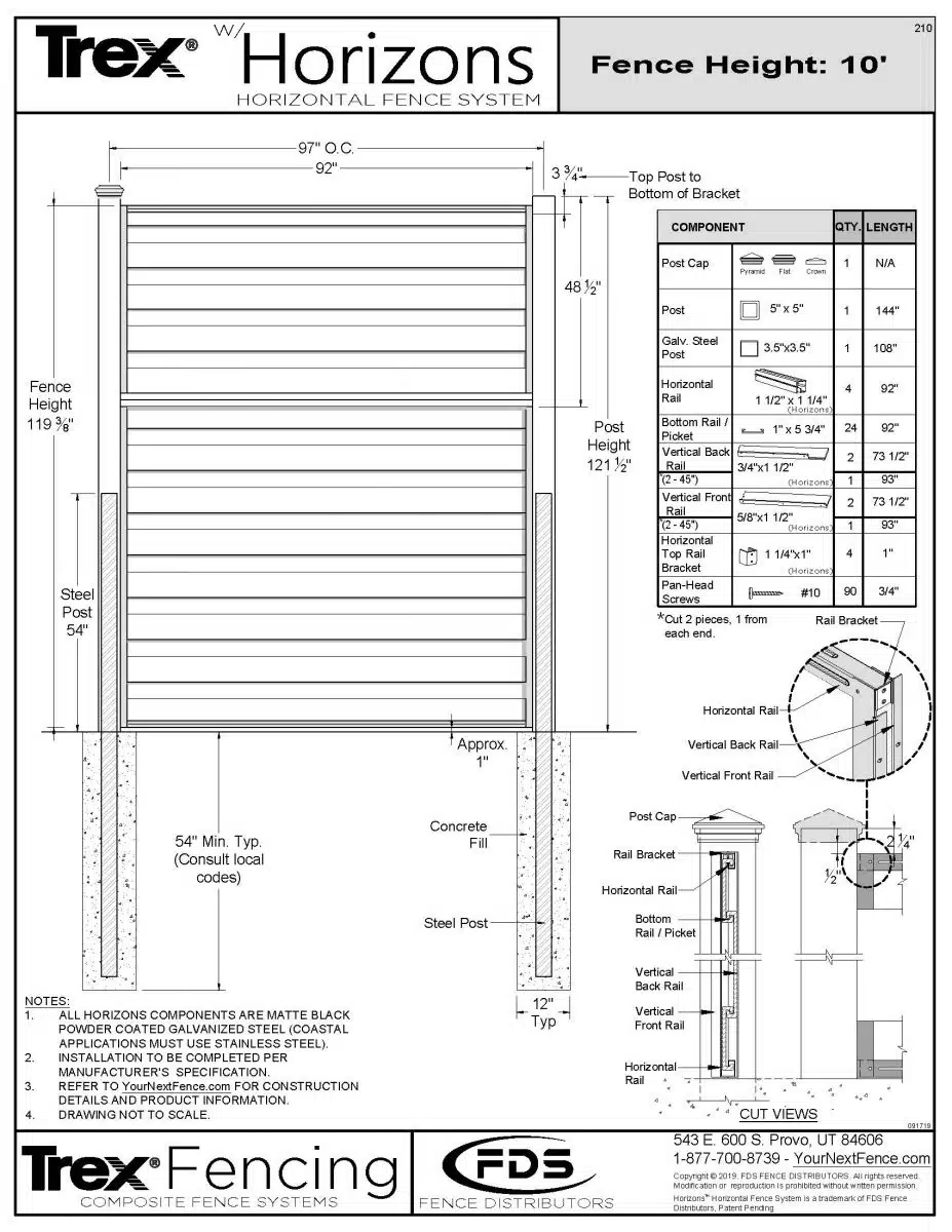 Horizons Fence Panel Kit - 10-ft. Tall 11