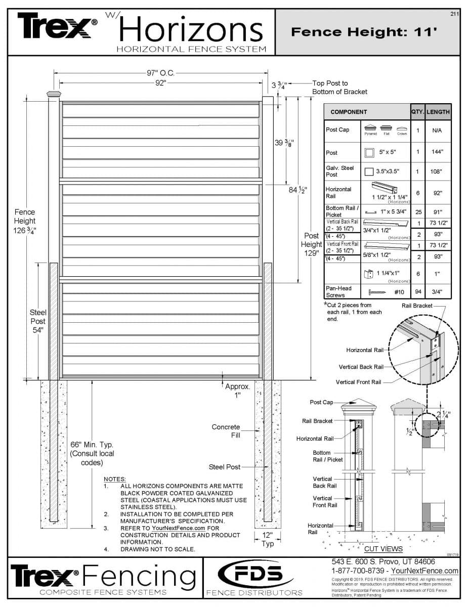 Horizons Fence Panel Kit - 11-ft. Tall 11
