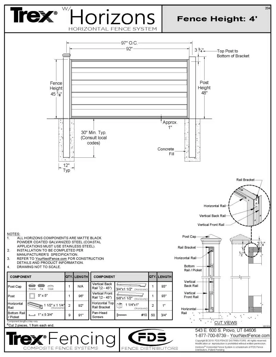 Horizons Fence Panel Kit - 4-ft. Tall 11