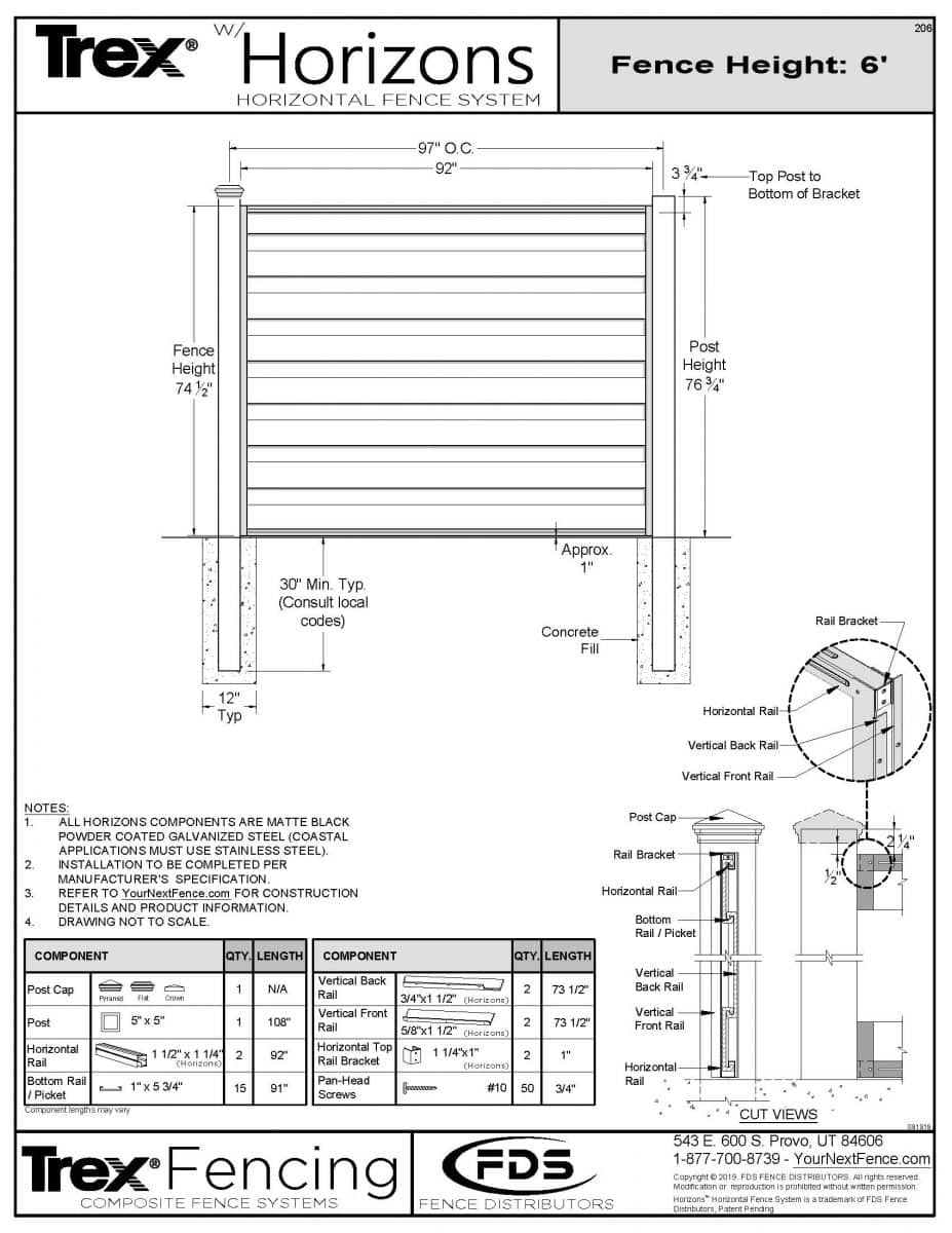 Horizons Fence Panel Kit - 6-ft. Tall 10