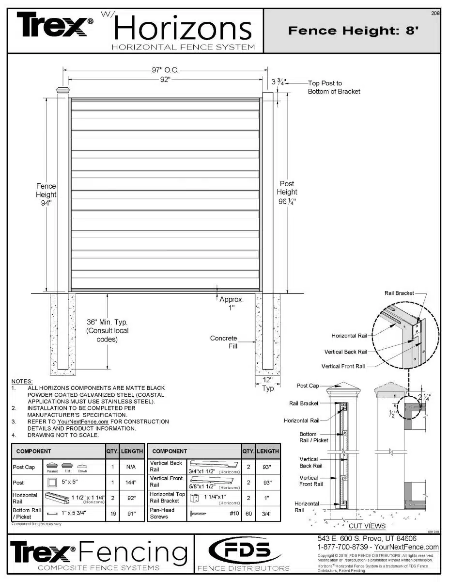 Horizons Fence Panel Kit - 8-ft. Tall 10