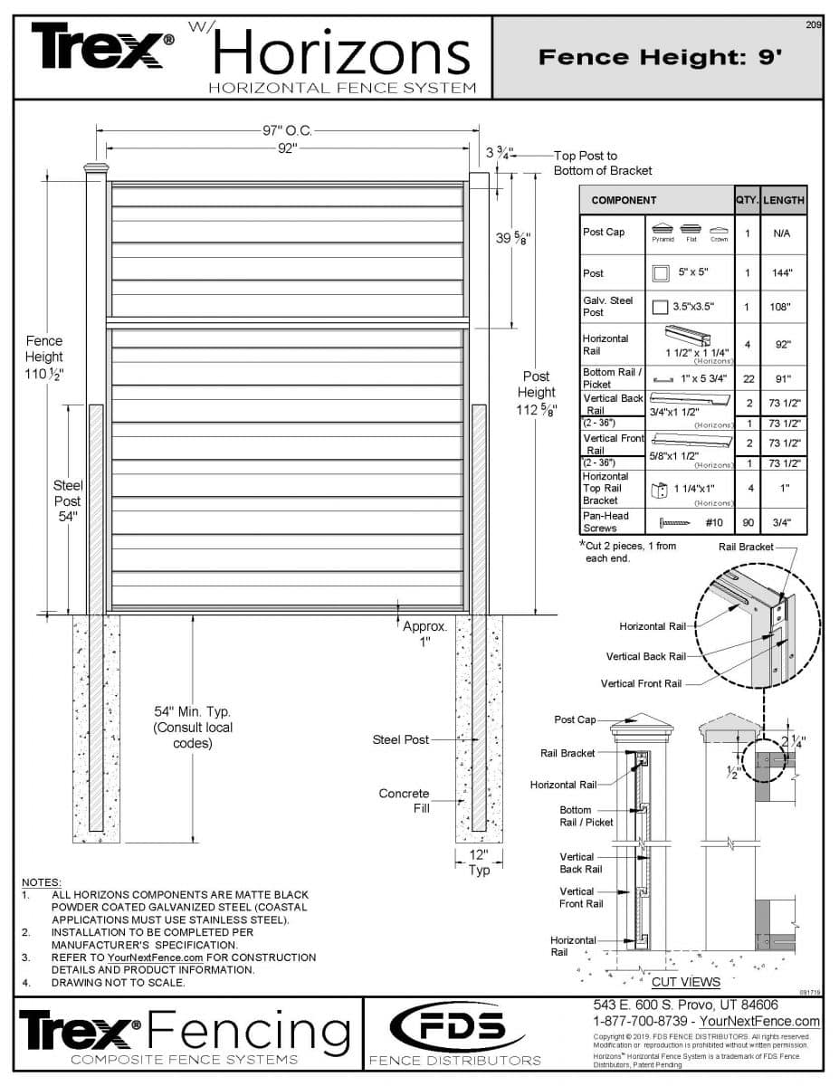 Horizons Fence Panel Kit - 9-ft. Tall 11