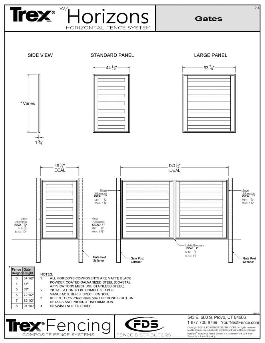 Trex w/Horizons Horizontal Single Gate Panel - 4-ft. Tall - Large Width 12