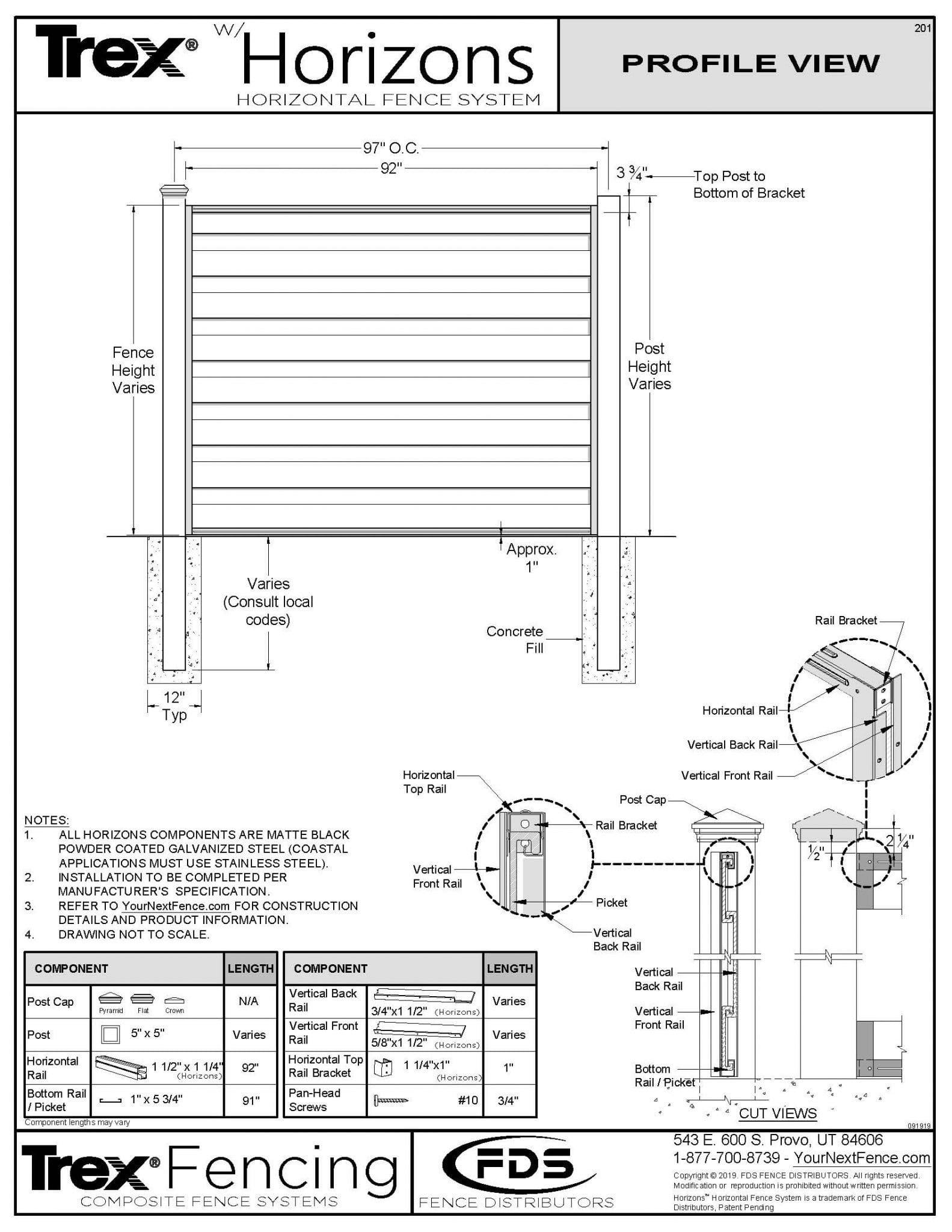 Trex Fencing With Horizons Shop Drawings For Horizontal Fencing