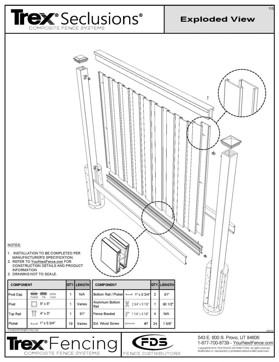 Trex Seclusions Fence Panel Kit - 5-ft. Tall 9