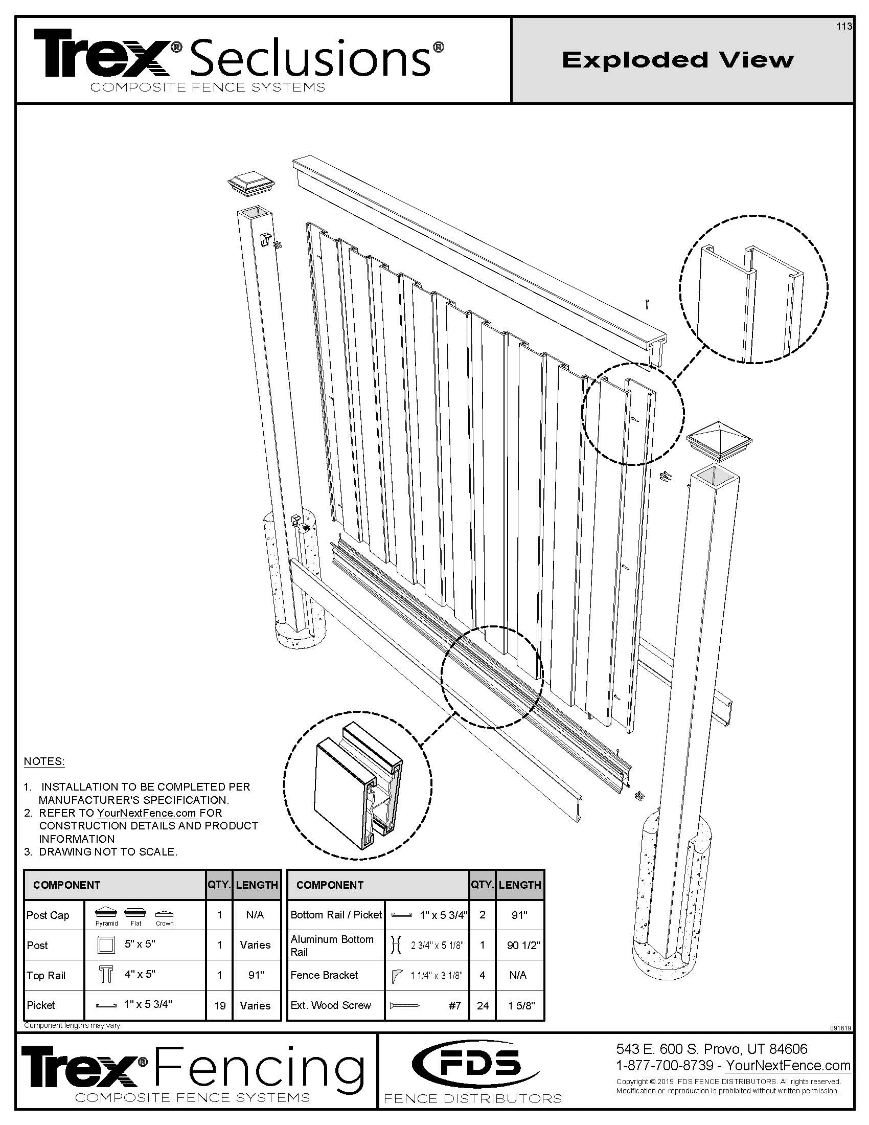 Trex Seclusions Fence Panel Kit - 5-ft. Tall 9