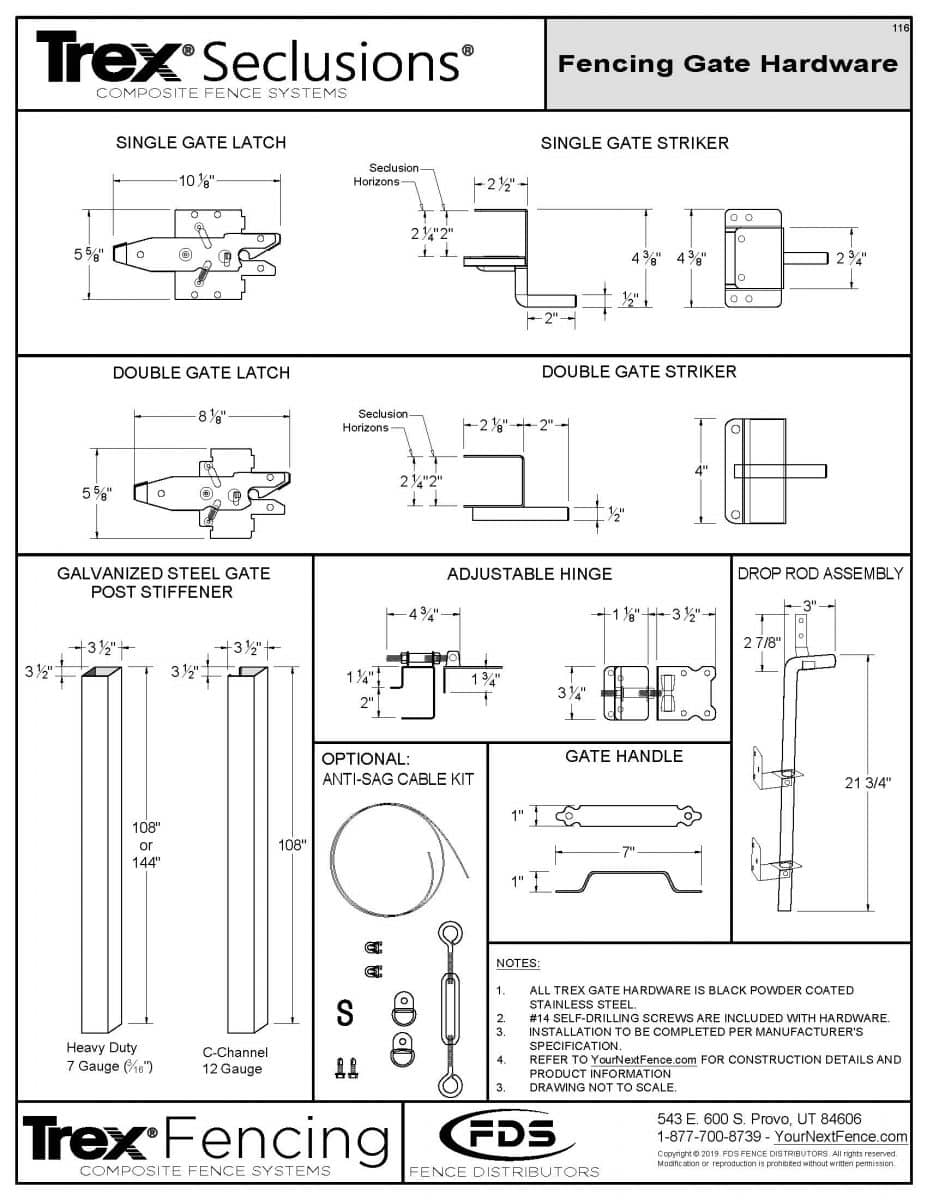 Trex Seclusions Single Gate Panel Kit - 8-ft. Tall (Standard Width) 12