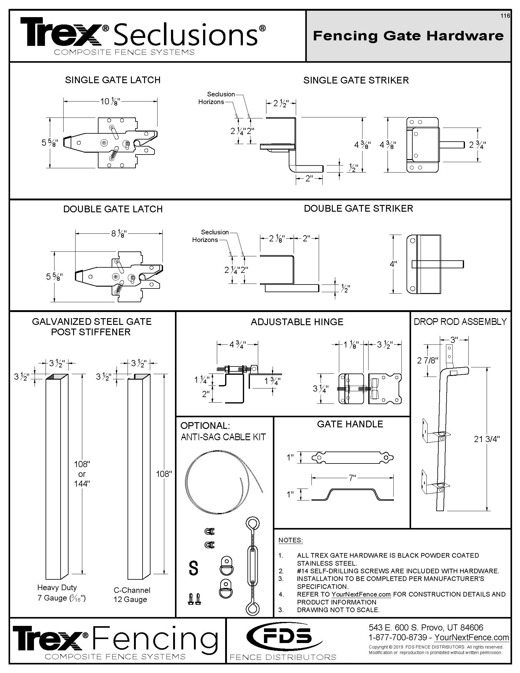 Trex Seclusions Single Gate Kit - 6-ft. Tall (Standard Width) 11