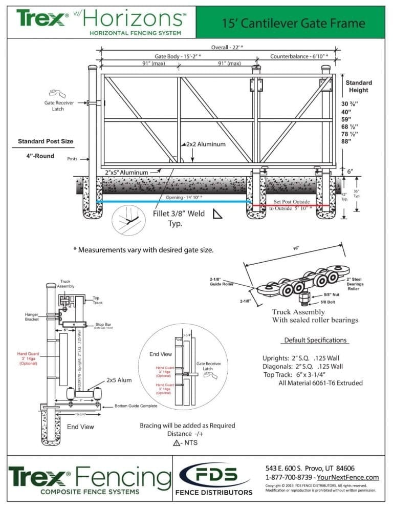 Horizons Cantilever Gate Frame Trex Fencing FDS