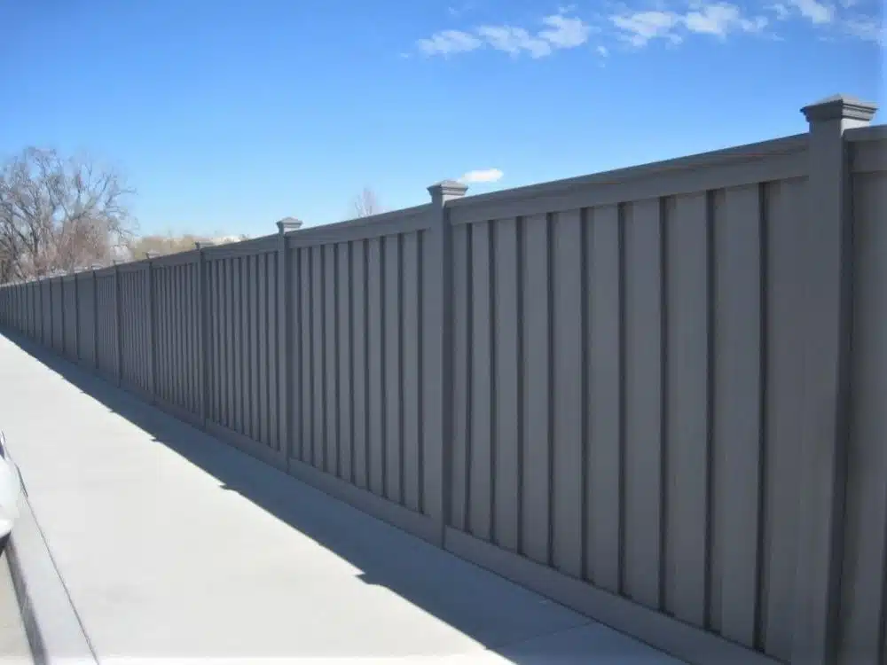 A straight line of Trex fencing at the Nelson Labs property in Taylorsville, UT