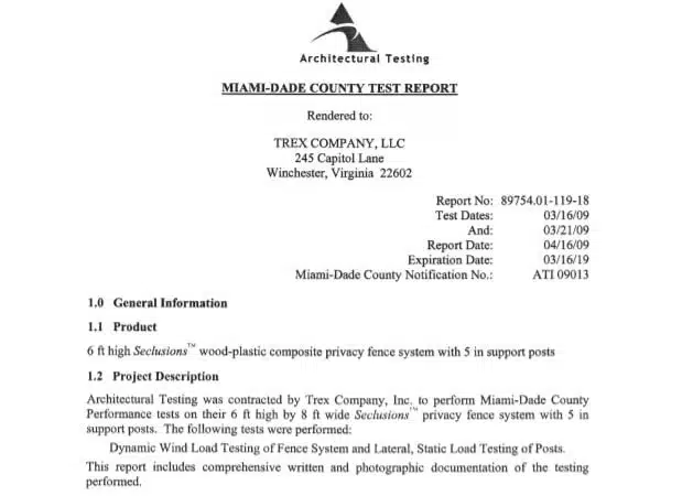 An example of a Technical Report for Wind Load Testing