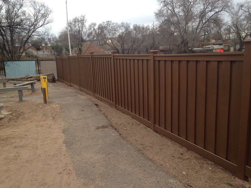 A Trex Fence installed on the property of La Comunidad de Los Ninos, an early childhood development school in Santa Fe, NM.