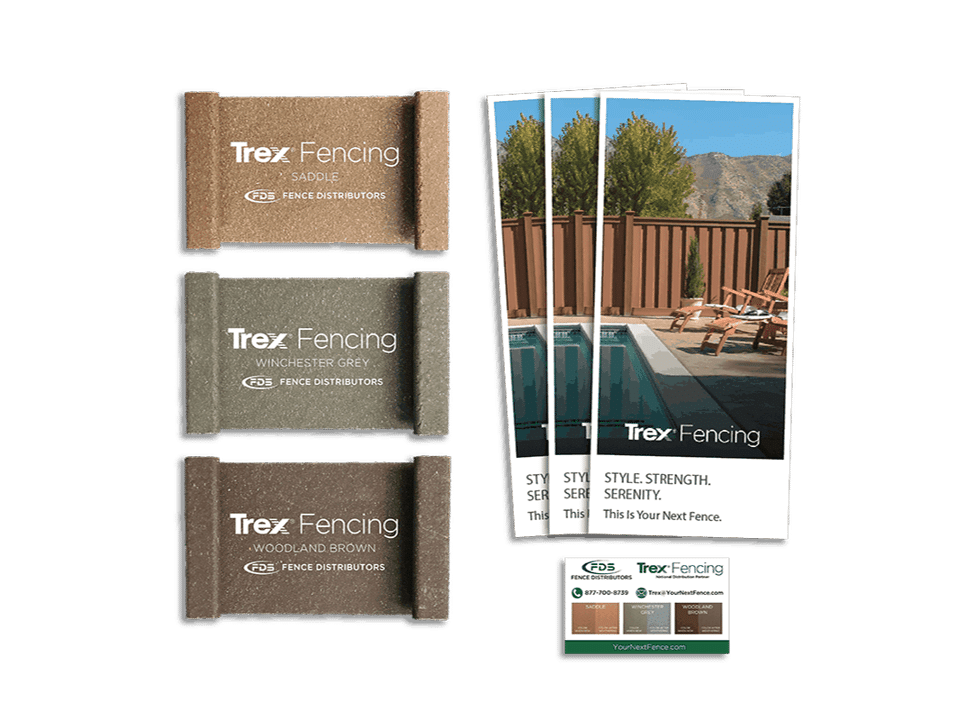 Pictures of Trex Fencing samples and brochures