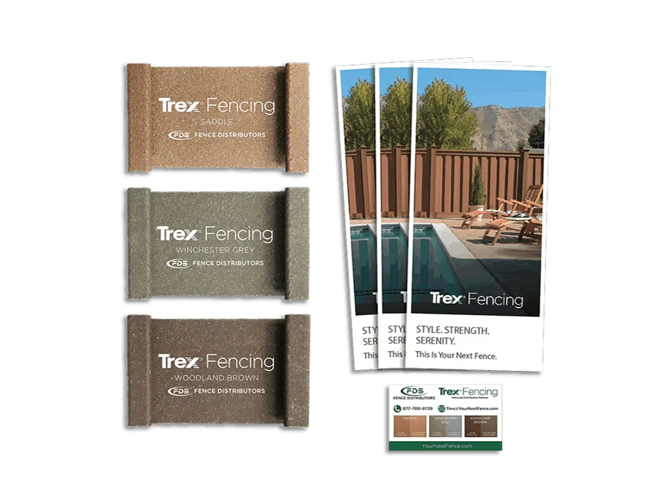 Pictures of Trex Fencing samples and brochures