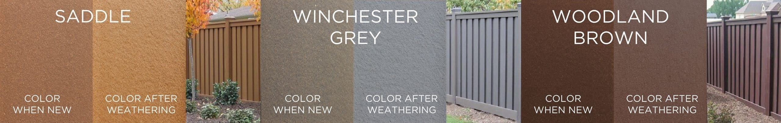 Color swatches and examples of Trex Fencing colors