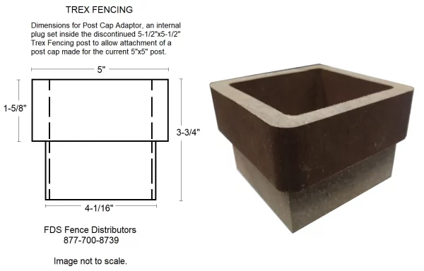Dimensions for Post Cap Adaptor for Legacy Trex Fencing Posts