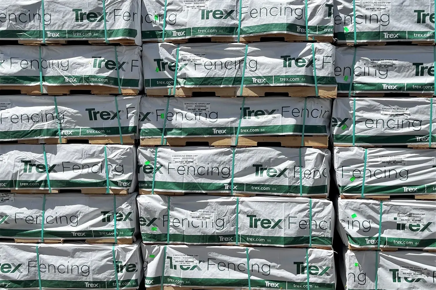 Stacks of Trex Fencing materials