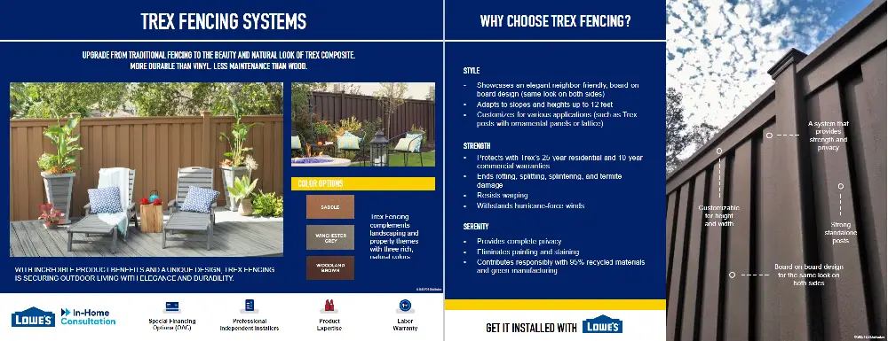 Lowe's Customer Product Sheet - Trex Fencing